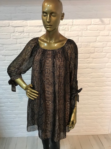 Tuniek_snakeprint_cognac_zwart