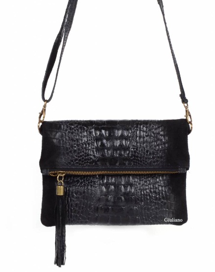 giuliano_leder_suede_clutch_kroko_zwart