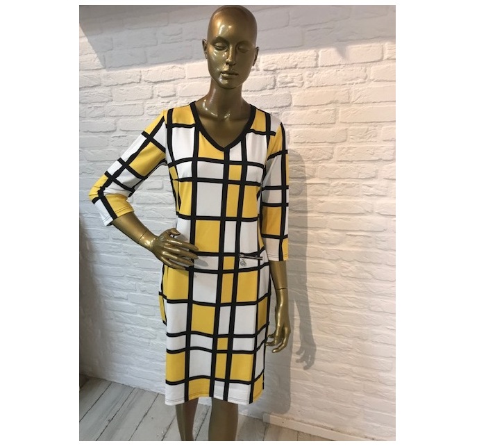jurk_geel_wit_zwart_vlakken