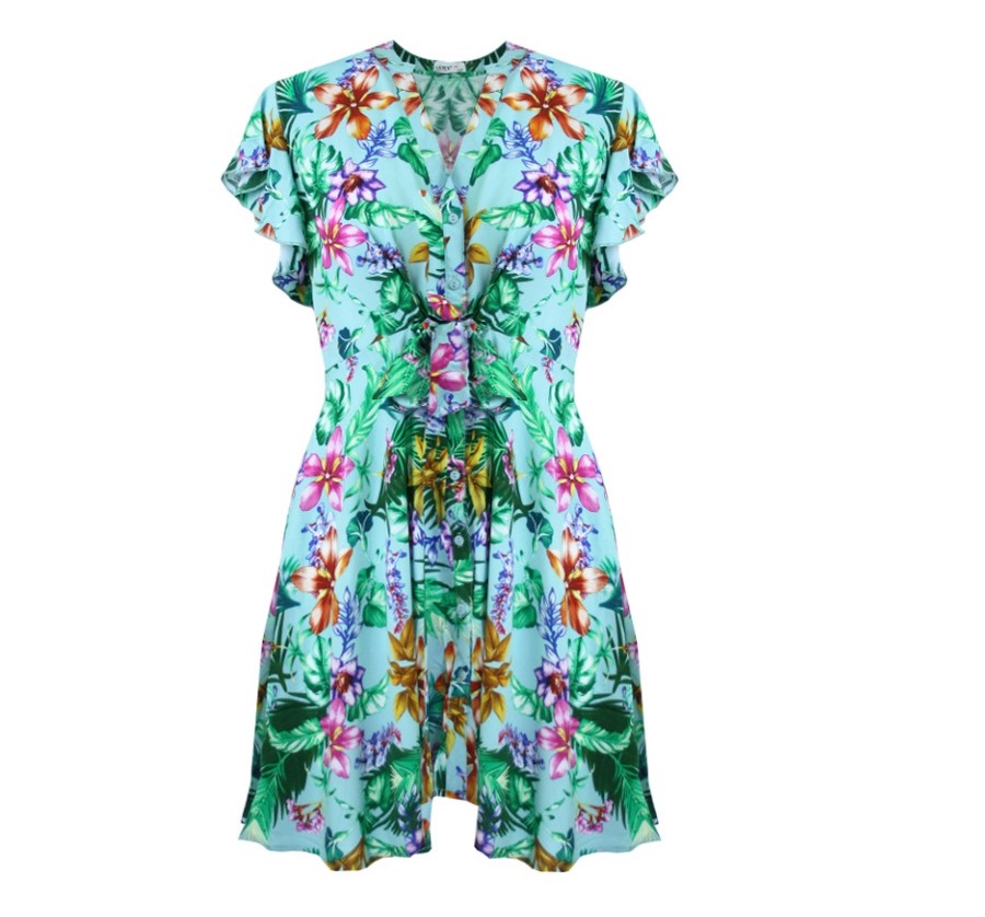 korte_jurk_lizz_aqua_bloemen