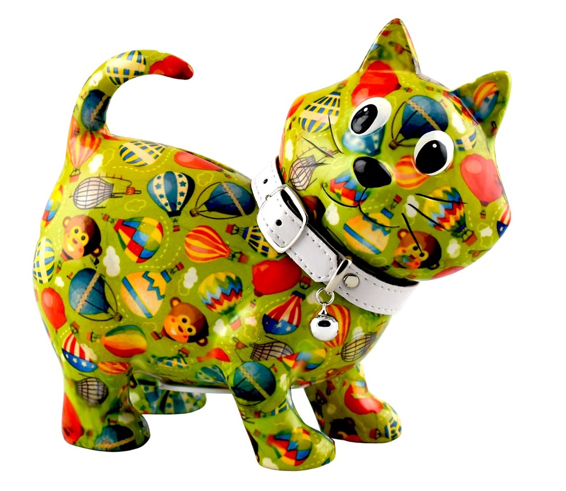 pomme_pidou_spaarpot_kat_kiki_groen_luchtballon