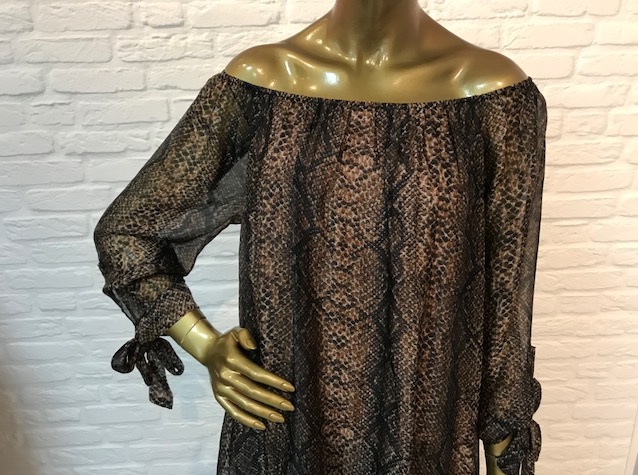 tuniek_snakeprint_cognac_zwart_dichtbij