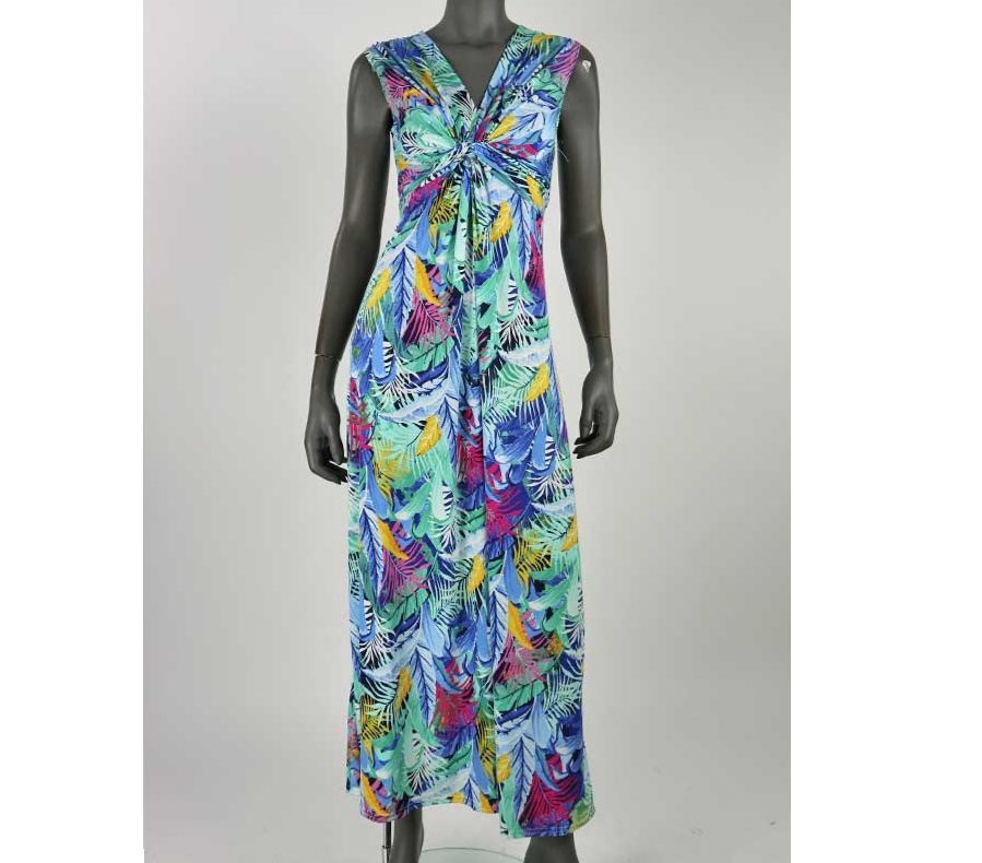 zomerjurk_lang_blauw_bladmotief