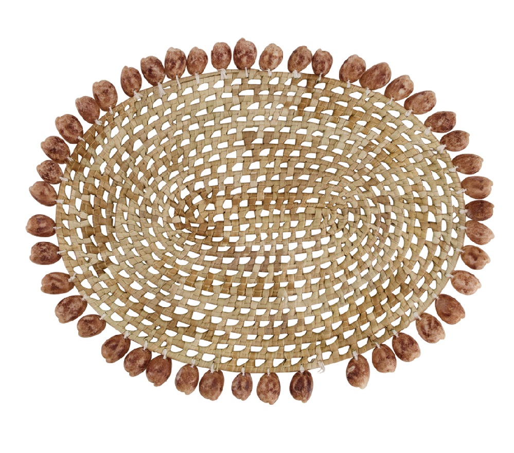 Placemat Pandan Naturel met Schelpen Ovaal Senequier Beauty