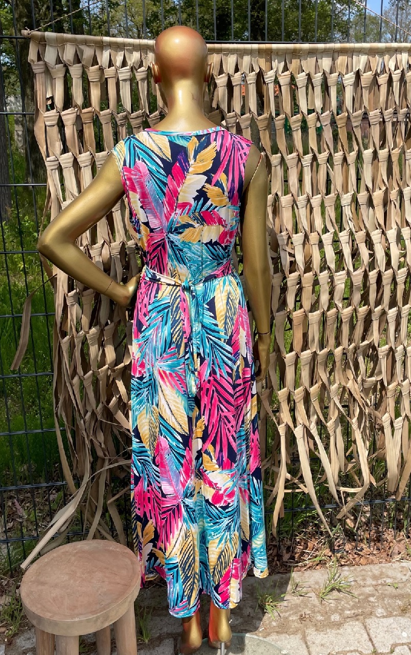 Lange_zomerjurk_paris_bladmotief_roze_blauw_2