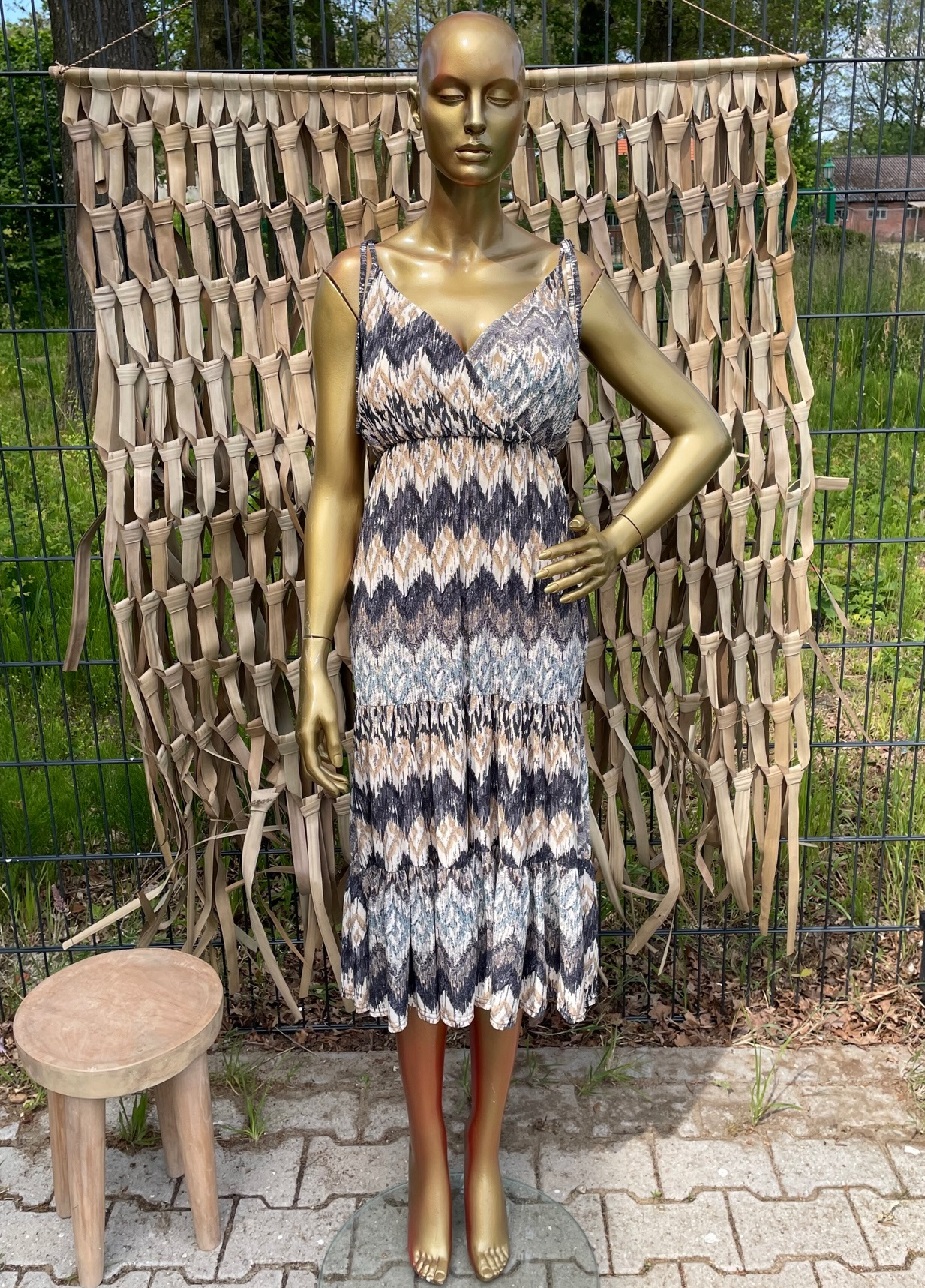 zomerjurk_Simone_zigzag_taupe_camel_beige_groen