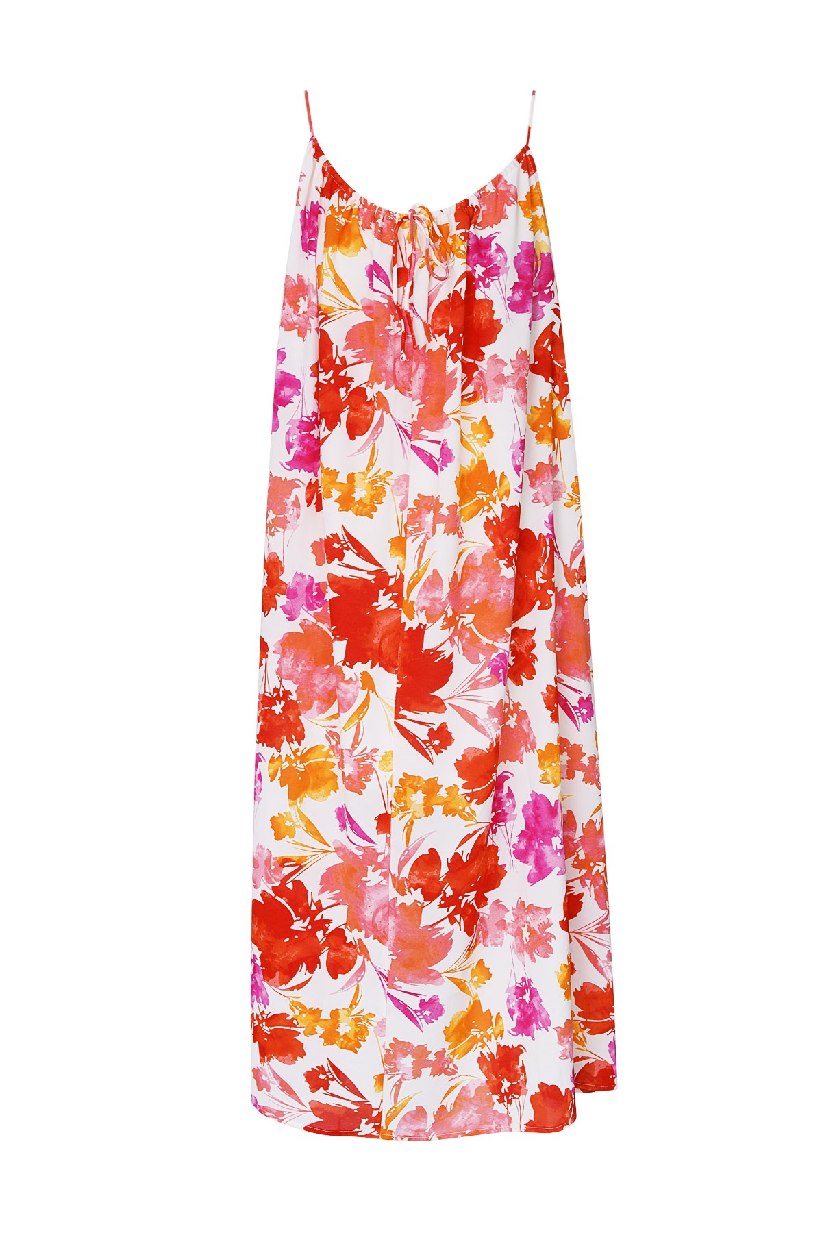 zomerjurk_spaghettibandjes_offwhite_roze_rood_oranje